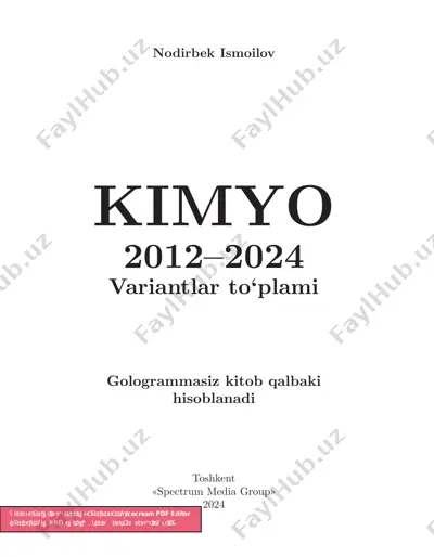 kimyo 2012-2024. variantlar to'plami (namuna) — PDF