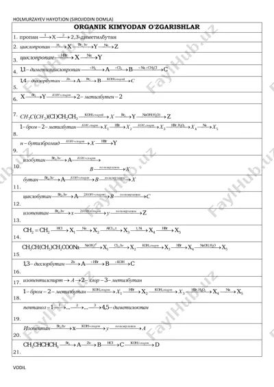 organik kimyodan o'zgarishlar — PDF