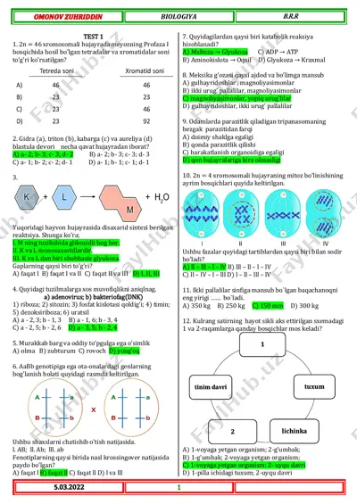 20 ta varyant(javobli) — PDF