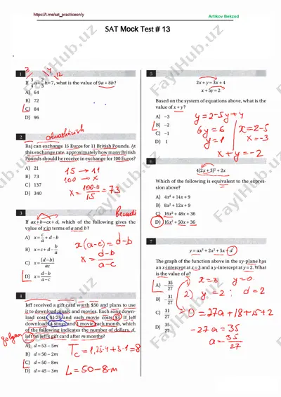 sat - mock test # 13-yechimi — PDF