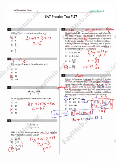 sat - practice test # 27-yechim — PDF