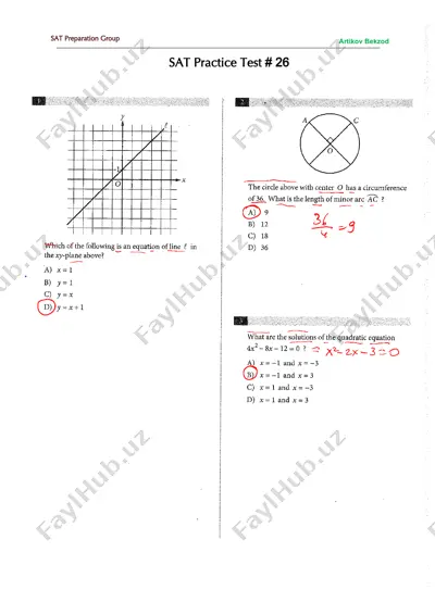 sat - practice test # 26-yechim — PDF