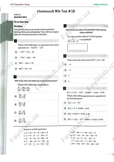 homework mix test # 16 — PDF