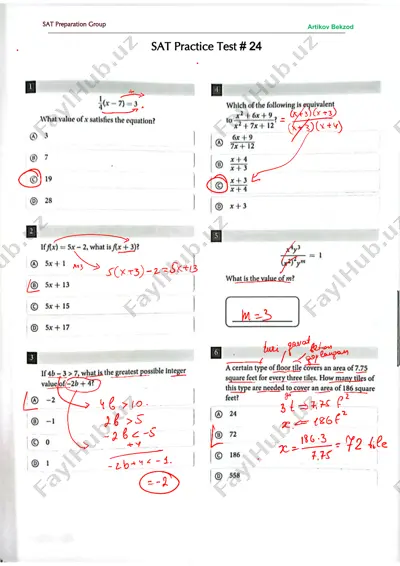 sat - practice test # 24-yechim — PDF