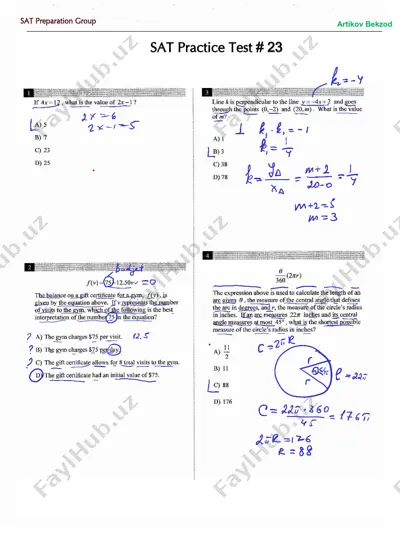 sat - practice test # 23-yechim — PDF