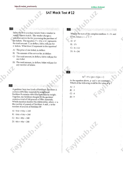 sat - mock test # 12 — PDF