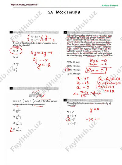 sat - mock test # 9-yechimi — PDF