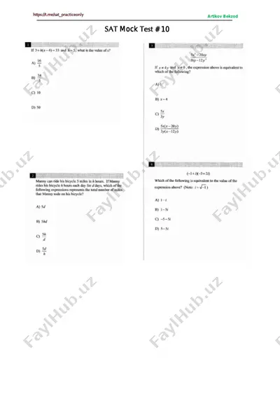 sat - mock test # 10 — PDF