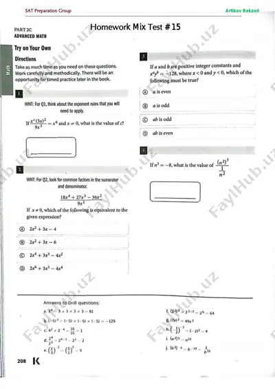 homework mix test # 15 — PDF