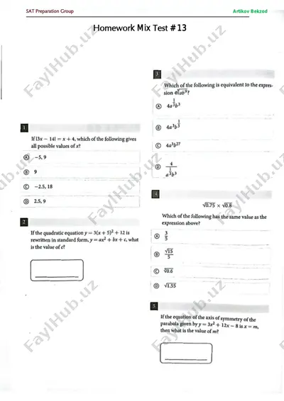 homework mix test # 13 — PDF