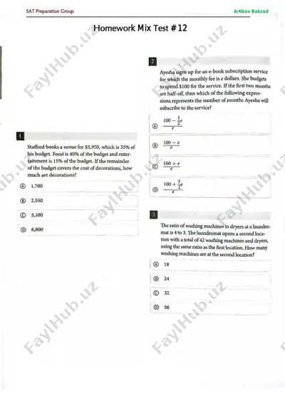 homework mix test # 12 — PDF