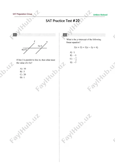 sat - practice test # 20 — PDF