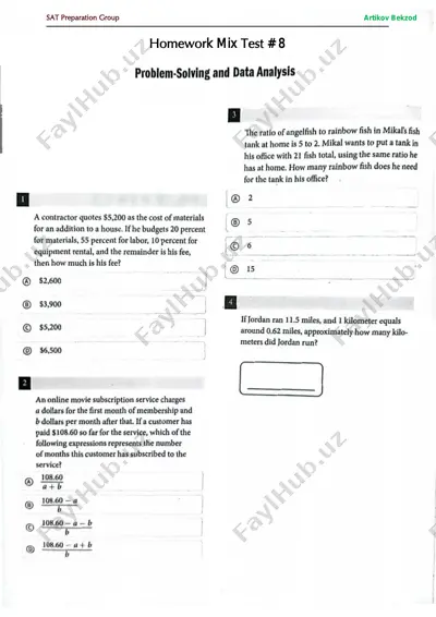 homework mix test # 8 — PDF