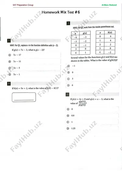 homework mix test # 6 — PDF