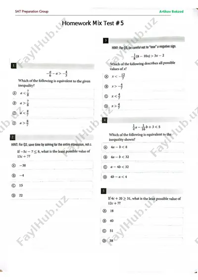 homework mix test # 5. — PDF
