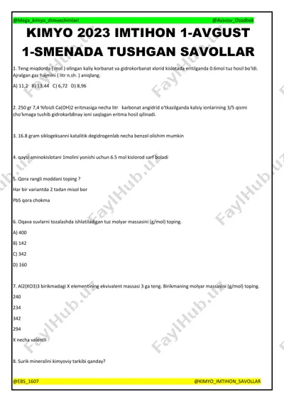 1-avgust to'liq 1-smena avazov — PDF