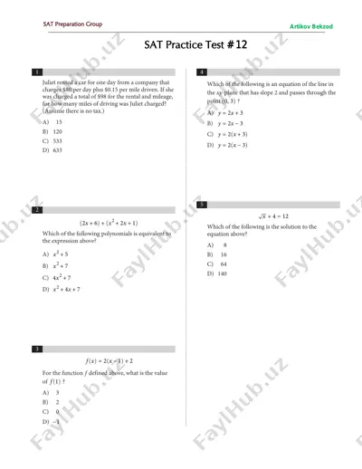 sat - practice test # 12 — PDF