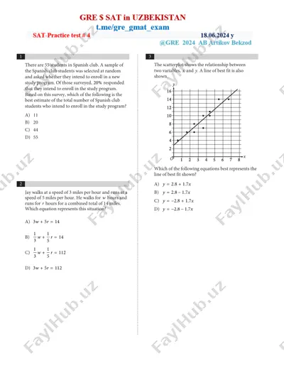 sat - practice test # 4 — PDF