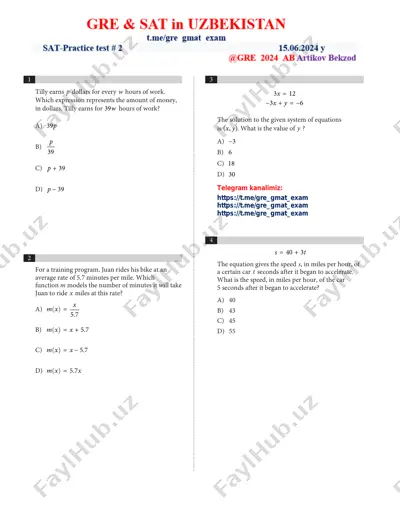 sat - practice test # 2 — PDF