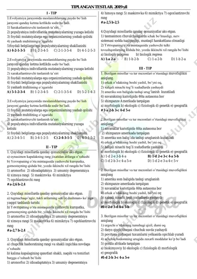 10 ta tip biologiya 2019 — PDF