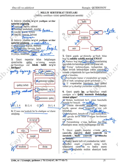 milliy sertifikat — PDF