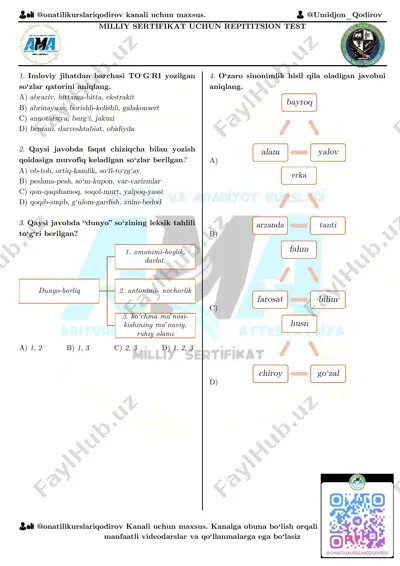 milliy sertifikat rash testi — PDF