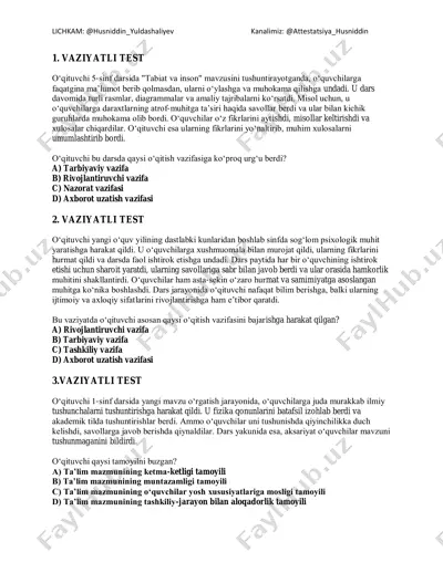 sinov test pedagogika 30talik attestatsiya_husniddin — PDF