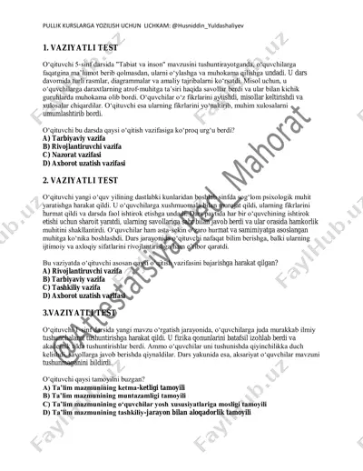 sinov test pedagogika 25 talik — PDF