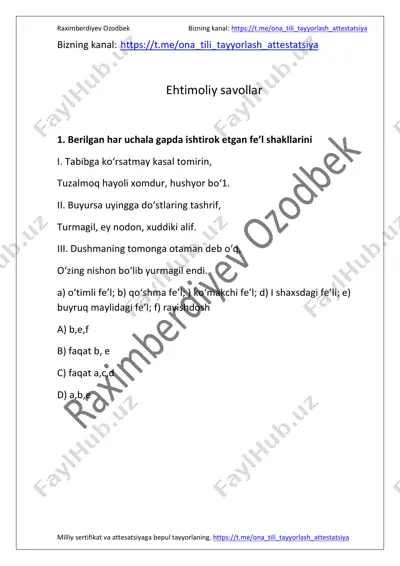 aprel uchun ehtimoliy savollar — PDF
