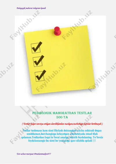 500 ta pedagogik mahoratdan testlar — PDF