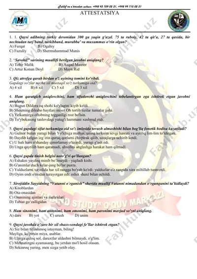attestatsiya repititsion test 9 — PDF