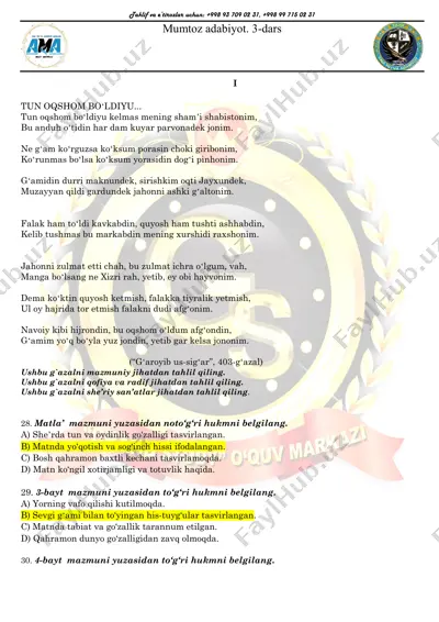 mumtoz adabiyot. 3-dars — PDF