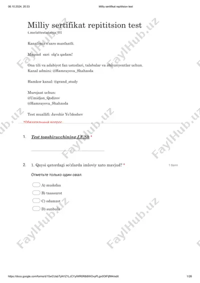 milliy test — PDF