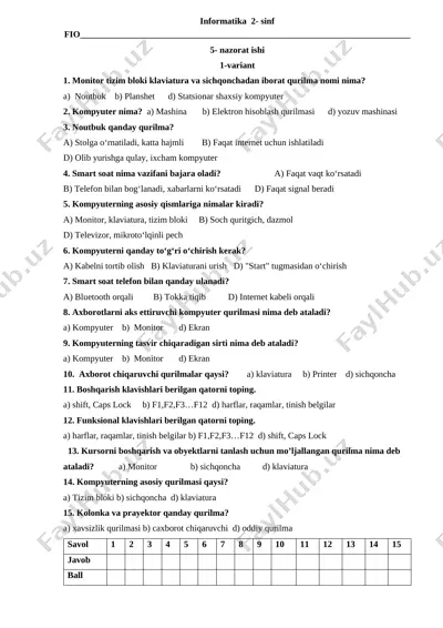 5- nazorat ishi — DOCX