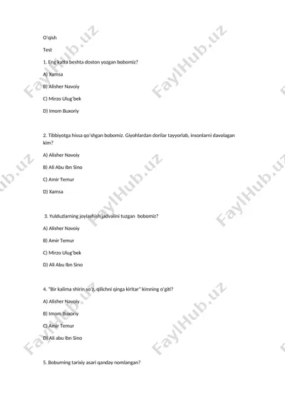 o’qish test 2-sinf 3-chorak — DOCX