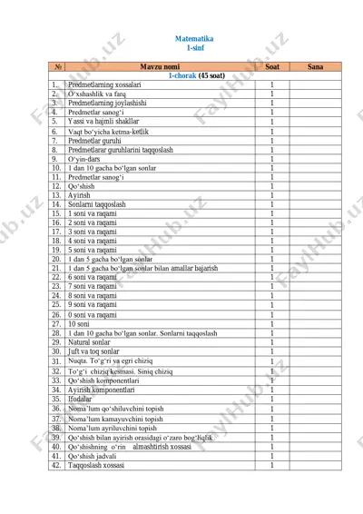 matematika 1-sinf 2025-2026 — PDF