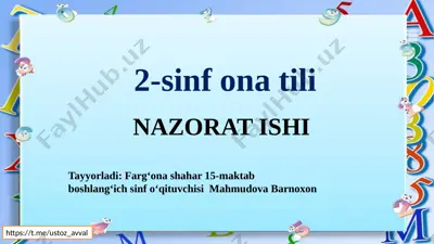 2-sinf ona tili nazorat ishi 2-chorak — PPTX