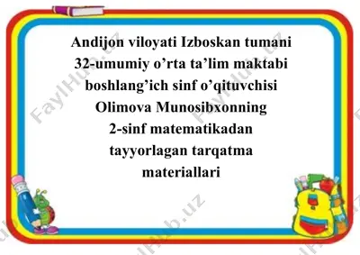 2-sinf tarqatma masala munosibxon olimova — PDF