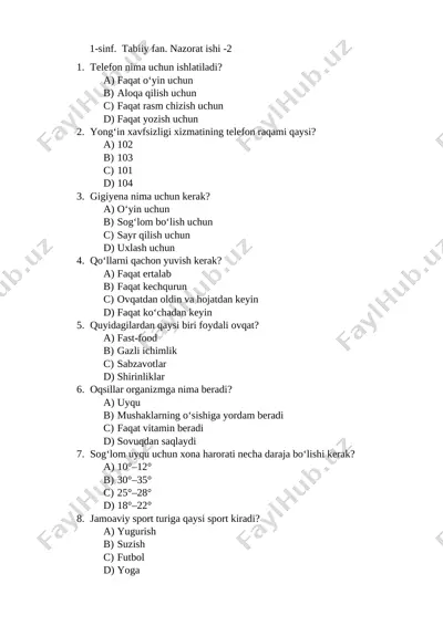 1_sinf_tabiiy_fan_nazorat_ishi_2_g'ayratxo'jayevna — DOCX