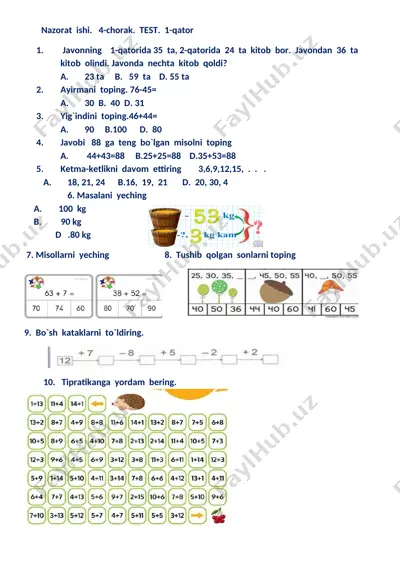 yakuniy nazorat.1-sinf — DOCX