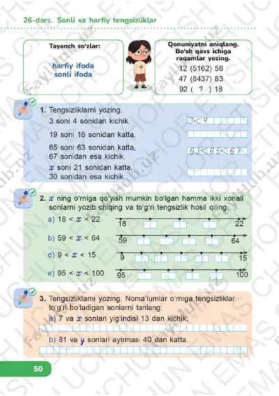 matematika 1-sinf 4-chorak 26-30-darslar — PDF