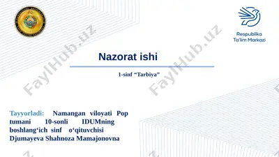 1-sinf tarbiya nazorat ishi — PPTX