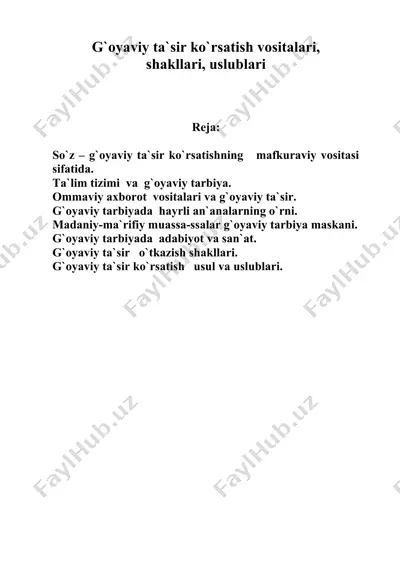 g`oyaviy ta`sir ko`rsatish vositalari, shakllariva uslublari — DOC