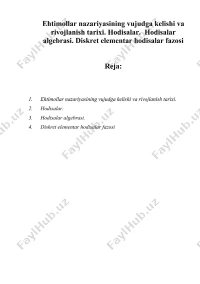 ehtimollikning klassik, geometrik va statistik ta`rifi — DOC
