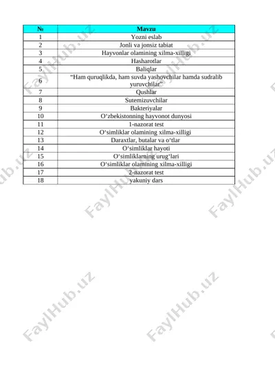 3-sinf science 1-chorak — XLSX