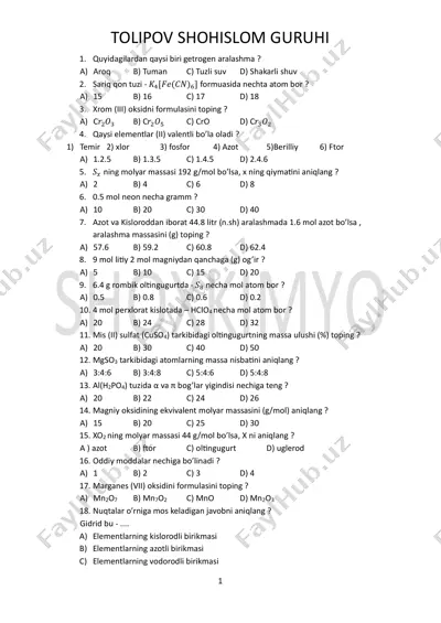 blok test onlayn javobli — PDF