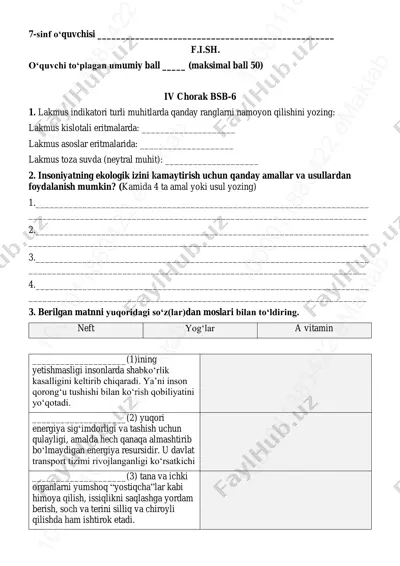 7-sinf kimyo 6-bsb @summativ_formativ_baholash — PDF