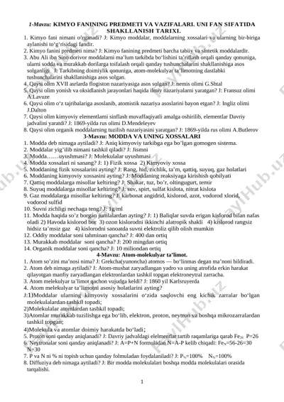 7-sinf to'liq savol va javob — DOCX