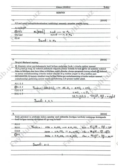 milliy sertifikat namunaviy yechimlari — PDF
