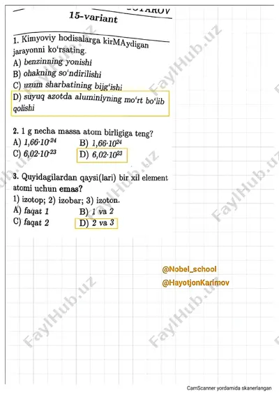 maʼruf tongotarov m.s 15-variant yechimlari — PDF